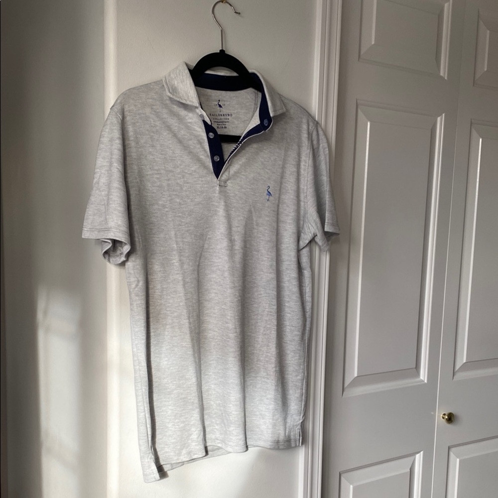 Tailorbyrd - Light Grey Collared Short Sleeve Polo Shirt